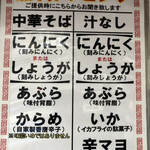 Chuukasoba Tatami - トッピング表