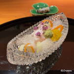 らん亭～ 美日庵 - 鮃の造りと鱸の焼霜造り