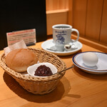 コメダ珈琲店 - コメダブレンド(レギュラー)@税込580円＋モーニングC(コメダ特製おぐらあん)＋定番ゆで玉子@税込80円