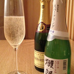 銀座　ふく太郎 - 獺祭のスパークリング、ハーフボトルのシャンパン