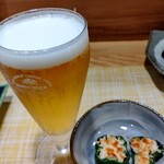 新菜しもん - 寒かったので生ビール小でスタート！