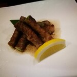 地酒と旬の肴 四季の蔵 - 牛肉アスパラ巻き