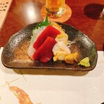 Robata Omoto - お刺身3点盛り、刺身関係もかなり美味しいんです！