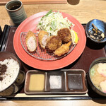 KUSHITEI SHIBUYA STREAM - 霧島豚のロールカツと半熟うずらのメンチカツ御膳 1,200円税込