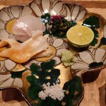 伯雲 - 青森の平目と岩手の石垣貝の炙り