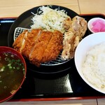 串カツ 田中 - チキンカツ・唐揚げ定食（ライス少なめ）