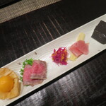 内もも塩こうじ漬と前菜盛り合わせ