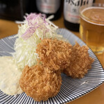 とん汁と玄米の店 檍食堂 - ホタテ貝柱のフライも刺身用を使ってしっとりレア目に仕上げた逸品。