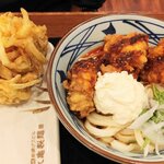 Marugame Seimen - 辛タル鶏天ぶっかけうどん3個並＆野菜