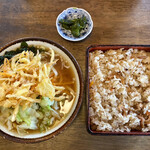 キネツキうどん - まぜごはん定食（ごはん大）+天ぷら+キャベツ ¥850+150+100