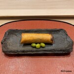 御料理 寺沢 - 香茸と菱蟹､帆立貝柱と春雨の春巻と揚げ銀杏