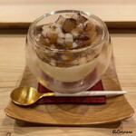 御料理 寺沢 - アップルブランデーのブランマンジェに梨､桃､葡萄のフルーツカクテル