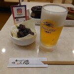 とんかつ 川久 - 2022年5月　地鶏炭火焼+生ビール 中　420+580円