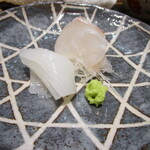 礒田 - お造り「白烏賊、あこう（キジハタ）」