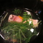 車力門 ちゃわんぶ - 25年4月　椀　若狭の甘鯛、京水菜　鯛のアラ潮仕立て