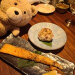 銀座 いっぱし - 梅じゃこの焼おにぎり&鮭ハラス塩焼き