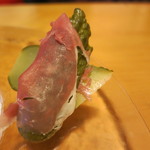 うなぎ屋酒坊・画荘 越後屋 - 25年4月　前菜　生ハム、ピクルス