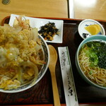 Nishijin Ebiya - かき揚げ丼とそばのセット