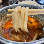 肉汁つけめん イナバ スタイル - 濃厚玉子とタレに浸けるとコシを感じる麺