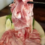豚人 - 上州もち豚塩出汁柚子胡椒しゃぶしゃぶランチ1000円 美し過ぎるお肉