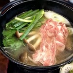 豚人 - 上州もち豚塩出汁柚子胡椒しゃぶしゃぶランチ1000円 美味しいですね！