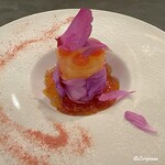 カーサ・デル・チーボ - 白桃とソルダムのズッパイングレーゼ紅茶のジュレ添え