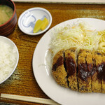 東京庵 - ジャンボミンチカツ定食（ごはん小）