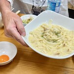 四ツ木製麺所 - かすボナーラ