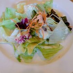 Sanreku - サラダ。お皿大きめで、適量で、食べやすいです。