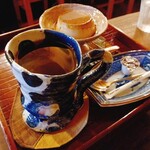 蔵カフェ 清水の森 - ホットコーヒー　ほうじ茶プリン