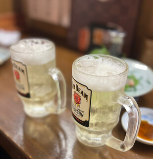 Yakitori Hoshinoie - ◯ジムビームハイボール¥250×2…強炭酸なのは良いですが…ほぼ氷で、アルコール薄め。