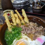 資さんうどん - ごぼ天肉うどん  生卵トッピング