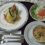 ビストロ やまもと - サラダ、魚、スープ