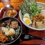 Ramen Tarou - たろちゃんラーメン&焼豚丼セット 1,380円(セットは麺大盛無料)