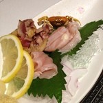 個室 黒豚しゃぶしゃぶと魚 まん - 若軍鶏の刺身