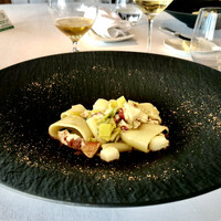 アンティカ オステリア デル ポンテ - オマール海老とポロ葱のラグーソース　オレンジ風味　メッツィパッケリと共に