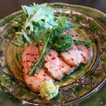 土家 - 25年4月　鴨炙り焼き　水菜、ルッコラ、こごみ