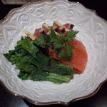 日本料理 百屋 - 鰹のタタキ藁焼きとフォワグラ和え