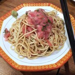 金町製麺 - 鮪の中落ち和えそば～海苔で巻いて～