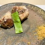 創作割烹おあそび - 強肴：河豚の唐揚げ からすみ塩