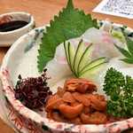 平八 - 鯛、イカ、ウニの刺身