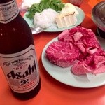 米久本店 - H25.04　牛肉を一旦お鍋からお皿へ