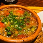 Ajillo with whitebait and seasonal vegetables