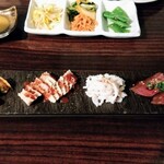 Yakiniku Akami Niku Ga Tou - 肉刺し（上ミノ、ハチノス、白センマイ、ハツ）