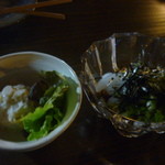 Sakedokoroizakayamasa - いか納豆、付きだしのポテトサラダ