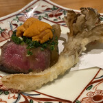 日本料理 みつわ - シャトーブリアン雲丹和えと天然舞茸