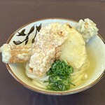 Tamaya - Wとりうどん　特製唐揚げと、かしわ天、ちくわのコラボ￥900