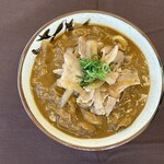 Tamaya - 肉カレーうどん              そのカレーに生姜の効いた肉で！￥950