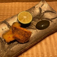 伯雲 - 兵庫但馬の松茸と鮑のフリット　肝醤油