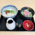 Menyuu Shokudou - 梅おろしぶっかけうどん + ネギトロ丼のミニ